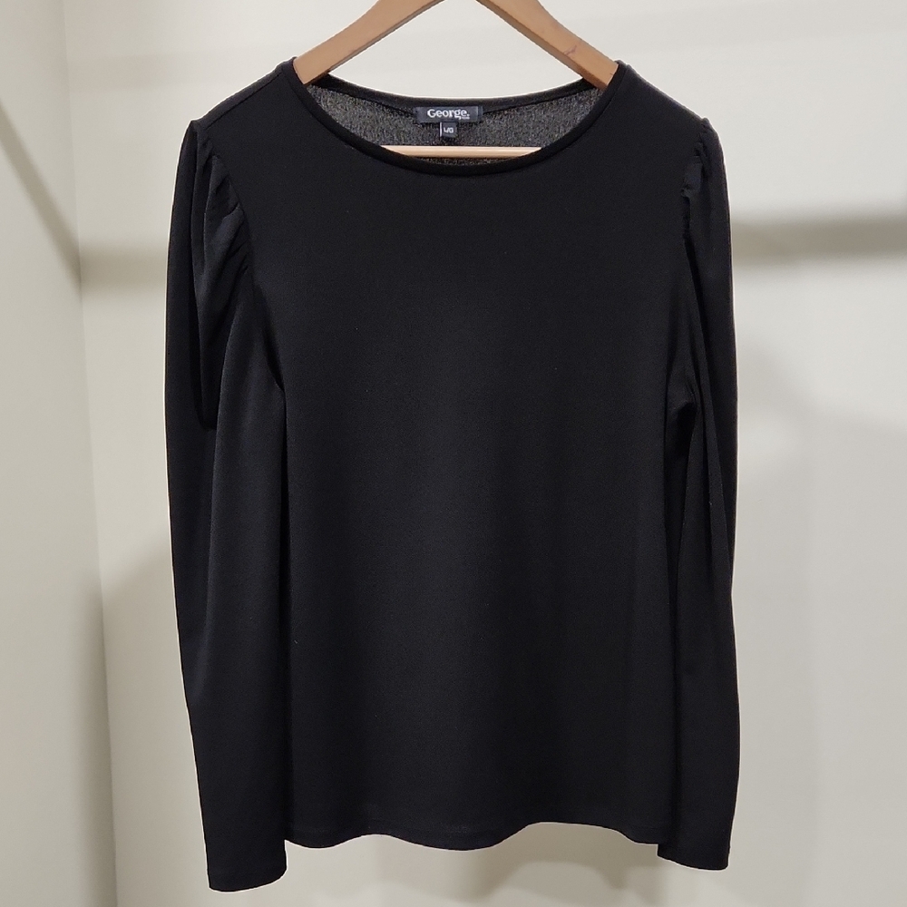 George Black Long Sleeve Scoop Neck Top